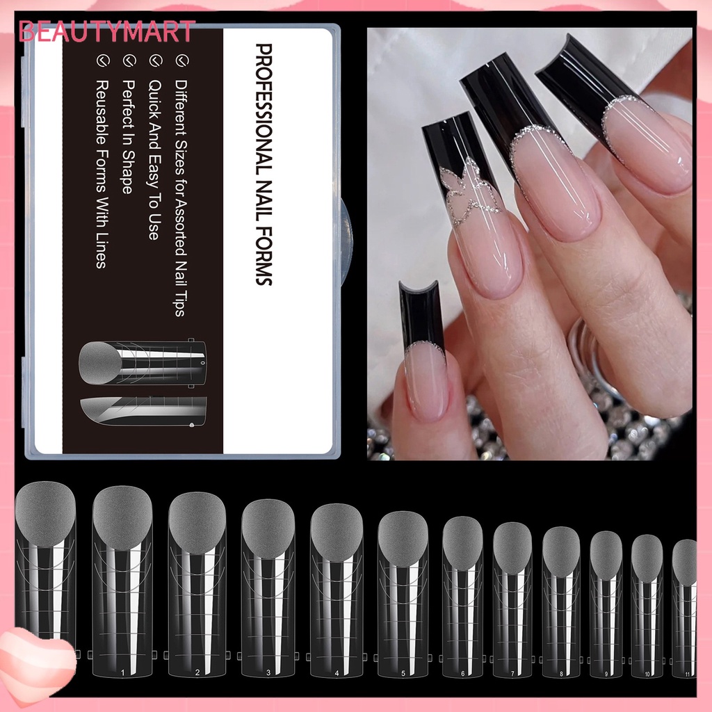 Hộp 120 Móng Tay Giả Nhiều Kích Cỡ Có Thể Tháo Rời Dễ Dàng Điêu Khắc Trong Suốt