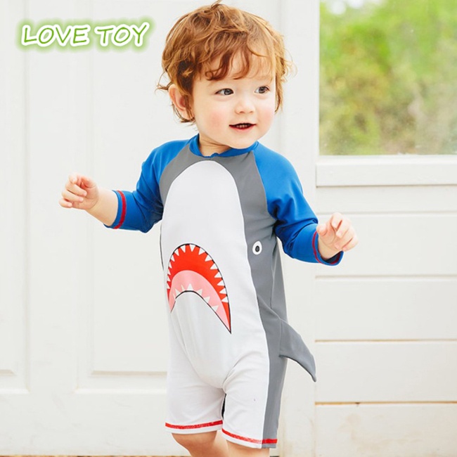 Bộ Đồ Bơi Liền Thân Tay Dài Chống Nắng In Họa Tiết Hoạt Hình Cho Bé Trai 1-5 Tuổi