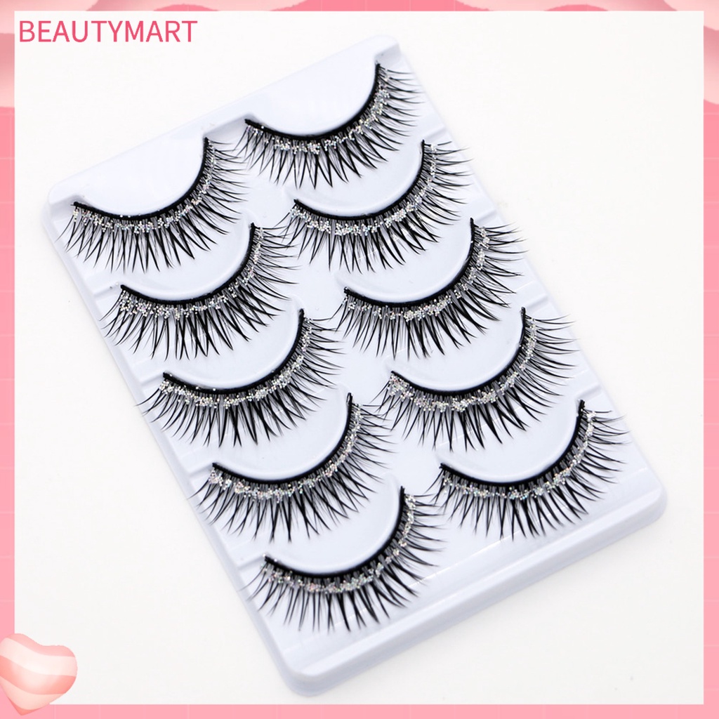 [beautymart] 5 Cặp Lông Mi Giả Mềm Mại Lấp Lánh Cong Tự Nhiên Sáng Bóng Visual Ductility Dành Cho Nam Giới