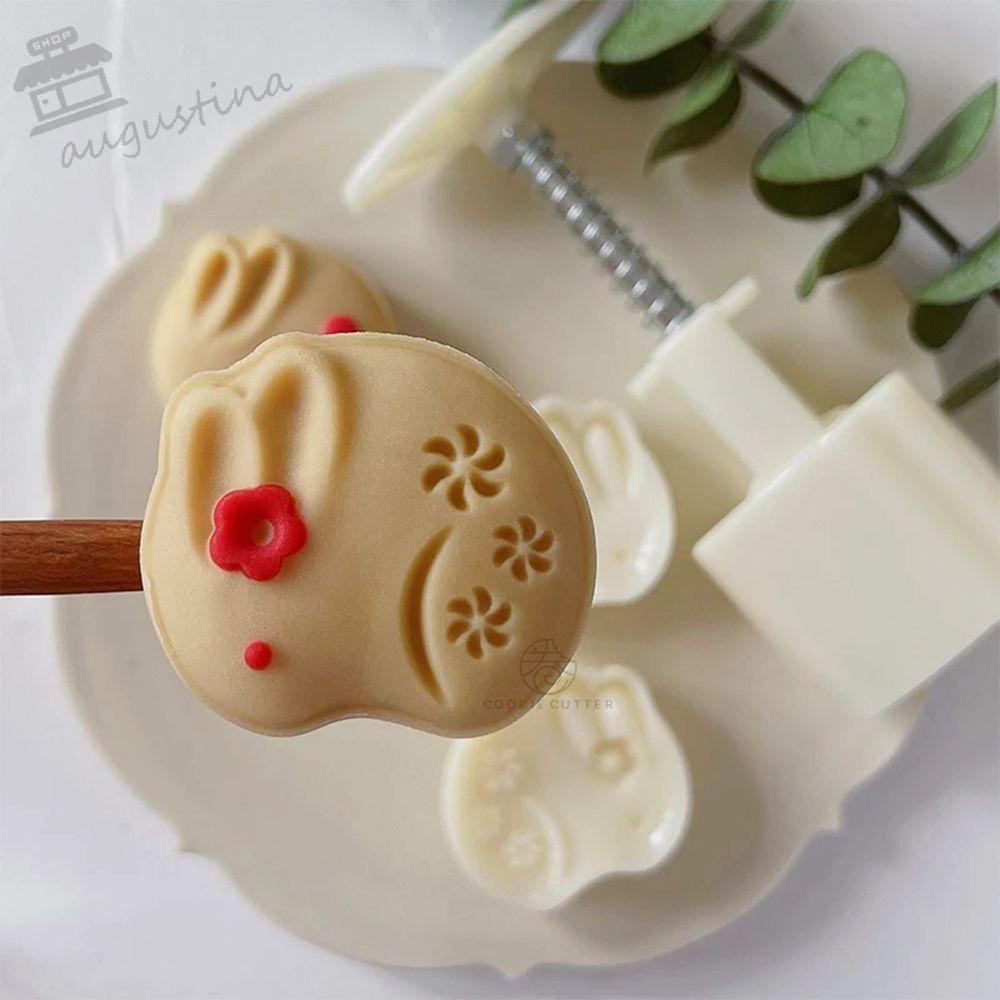 AUGUSTINA Khuôn Làm Bánh Trung Thu Hình Thỏ 3D Dễ Thương 50g