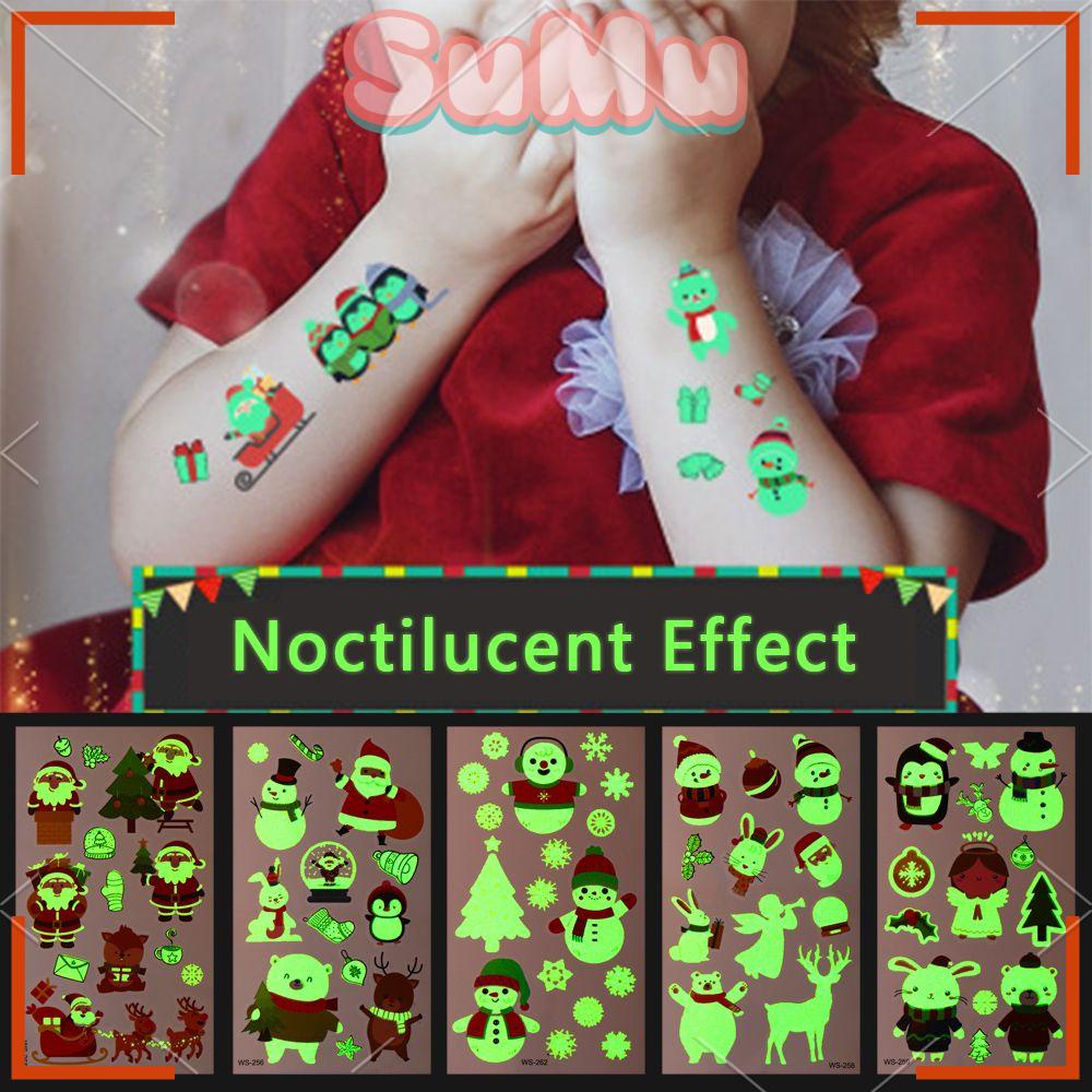 SUMU Hình Xăm Dán Tạm Thời Họa Tiết Năm Mới Phát Sáng Trong Bóng Tối Độc