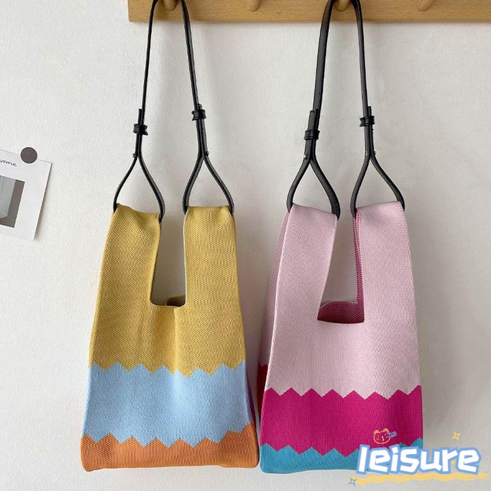 LEISURE Túi Xách Đan Len Thủ Công Thiết Kế Trẻ Trung Hợp Thời Trang Cho Bạn