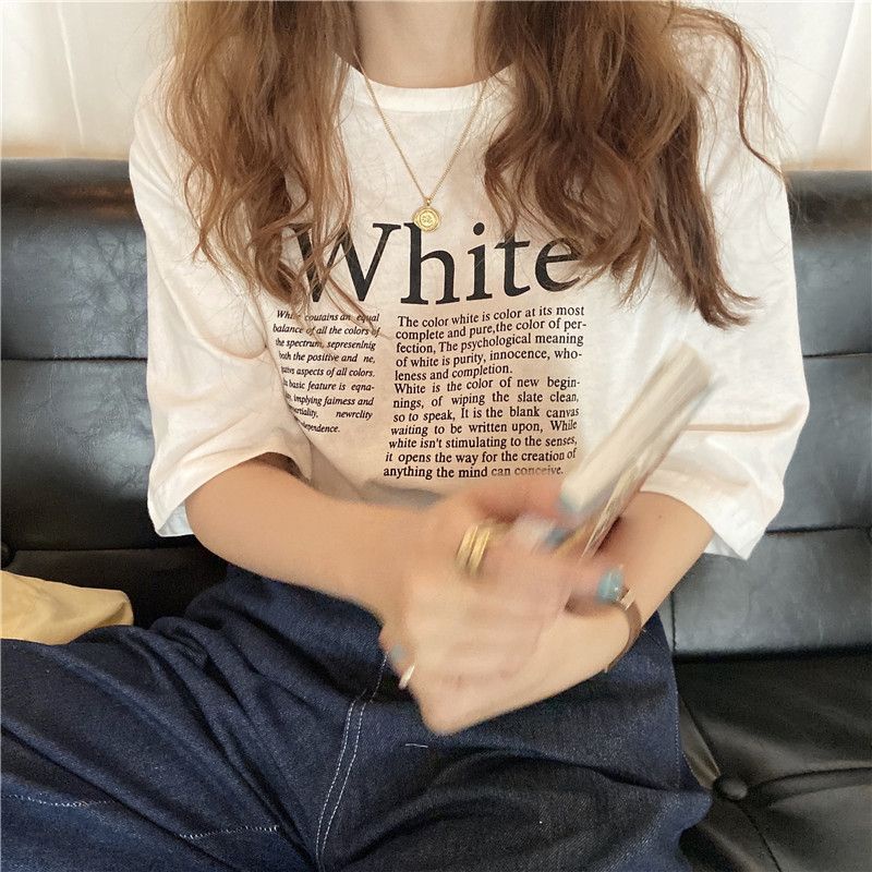 COZOK Áo Thun Ngắn Tay Dáng Rộng In Họa Tiết Thời Trang Hongkong Cá Tính