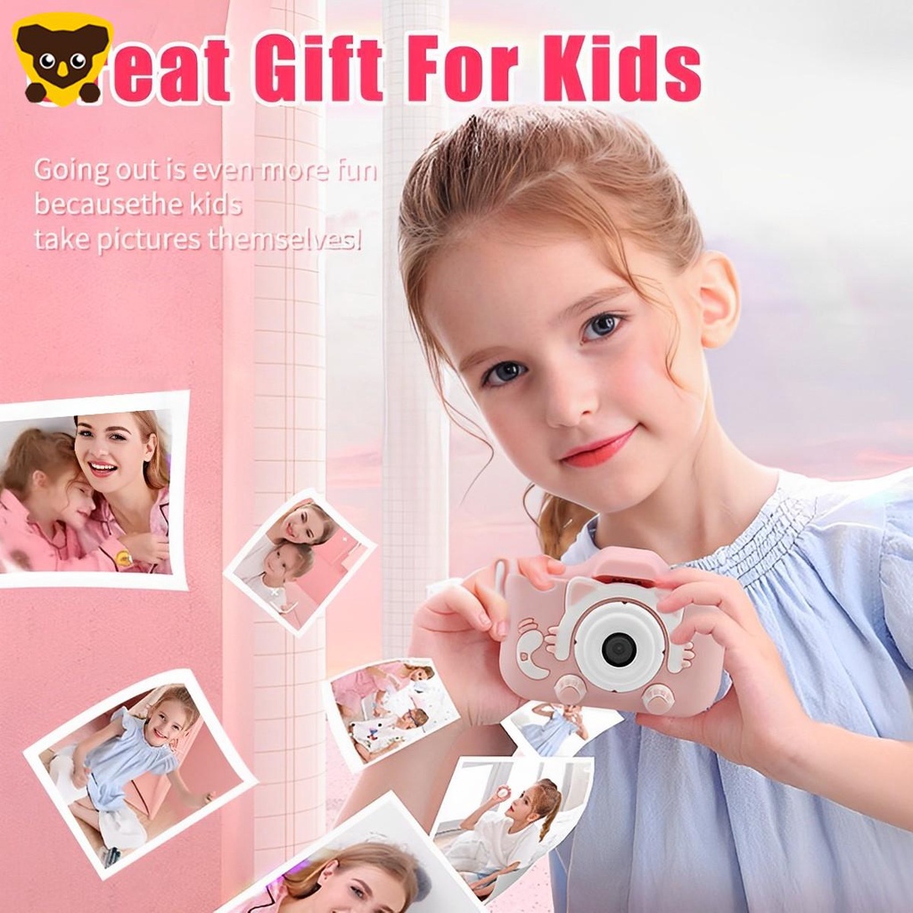 Camera Đồ Chơi Cho Trẻ Em Có Thể Sạc Lại Bằng Pin 400mAh Màn Hình LCD 2 Inch SHOPCYC3040