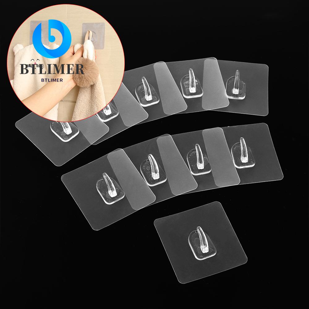 BTLIMER Set 10 Móc Dán Tường Trong Suốt Dùng Treo Đồ Tiện Dụng