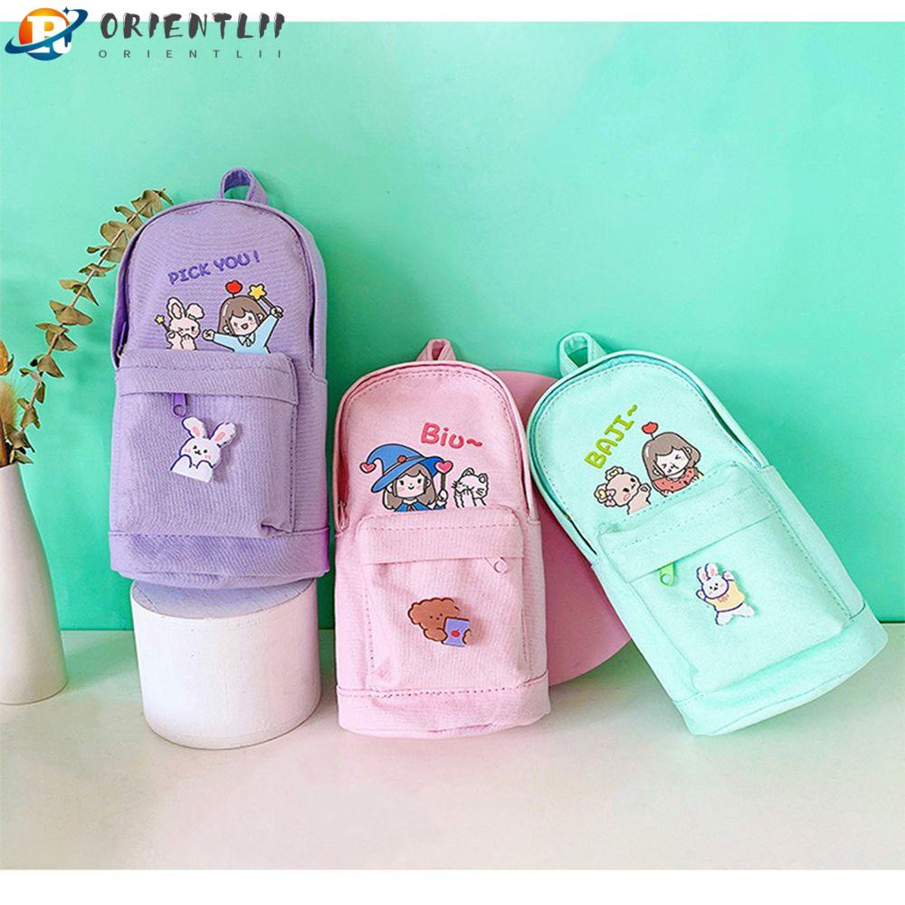 ORIENTLII Túi Đựng Bút Bằng Vải Canvas Thiết Kế Dễ Thương Để Bàn Tiện Dụng