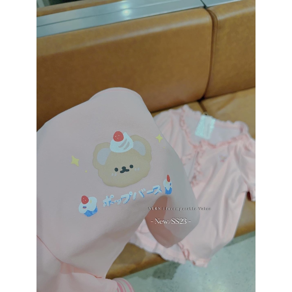 Set áo 2s gấu kèm khoác viền bèo