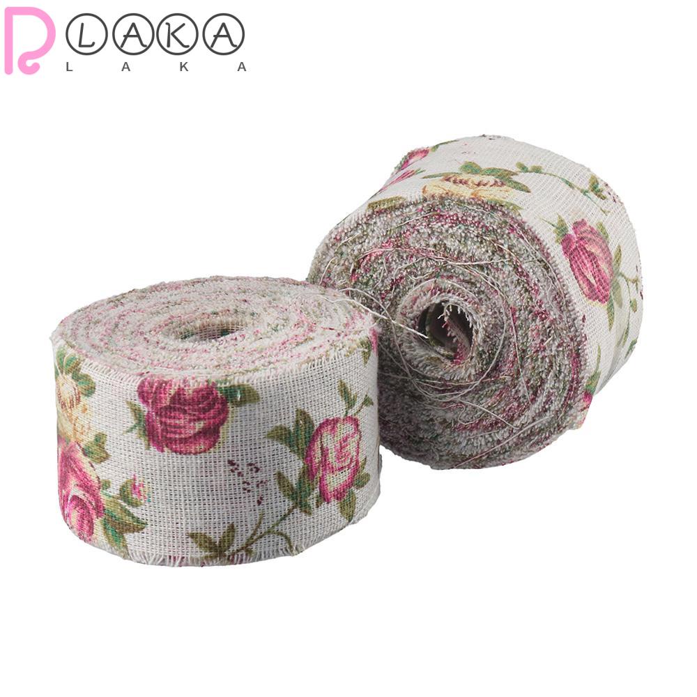 LAKAMIER Bộ 2 Cuộn Ruy Băng Vải Bố Phối Dây Thừng Phong Cách vintage