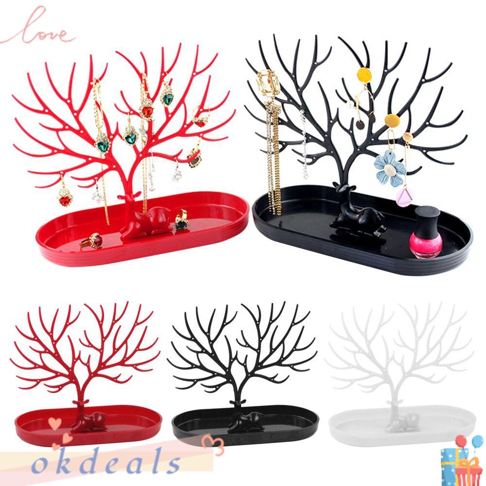 Giá Đỡ Trưng Bày Trang Sức Bằng Nhựa Hình Sừng Hươu Màu Đỏ / Trắng / Đen Tinh Tế