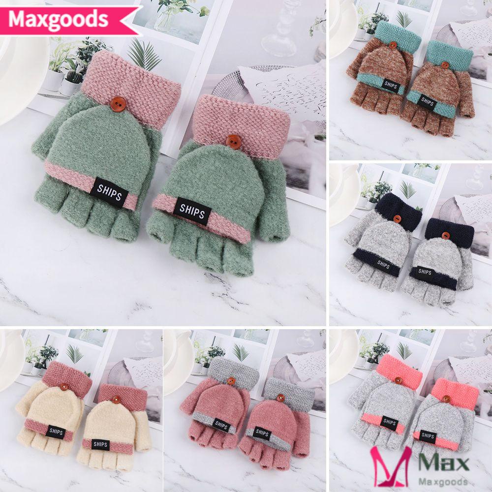 MAXG Găng Tay Len Hở Ngón Co Dãn Giữ Ấm