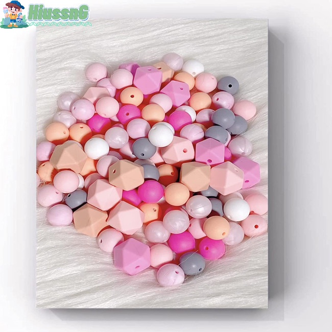 Bộ 95 Hạt Silicone Xâu Chuỗi Làm Trang Sức Handmade Kèm Dây 2m
