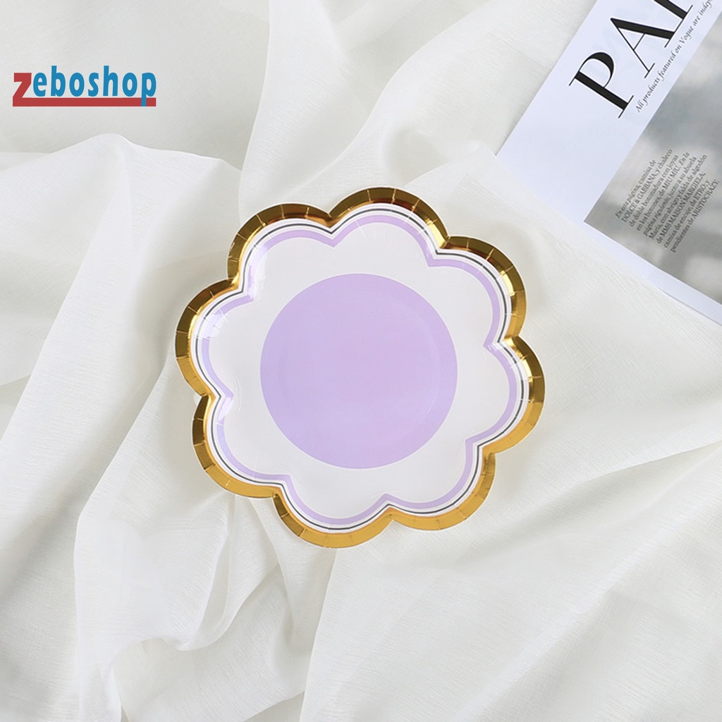 Set 10 Đĩa Giấy 7 / 9 Inch Dày Chống Trượt Họa Tiết Hoa Màu Đồng Dùng Một Lần Trang Trí Sinh Nhật