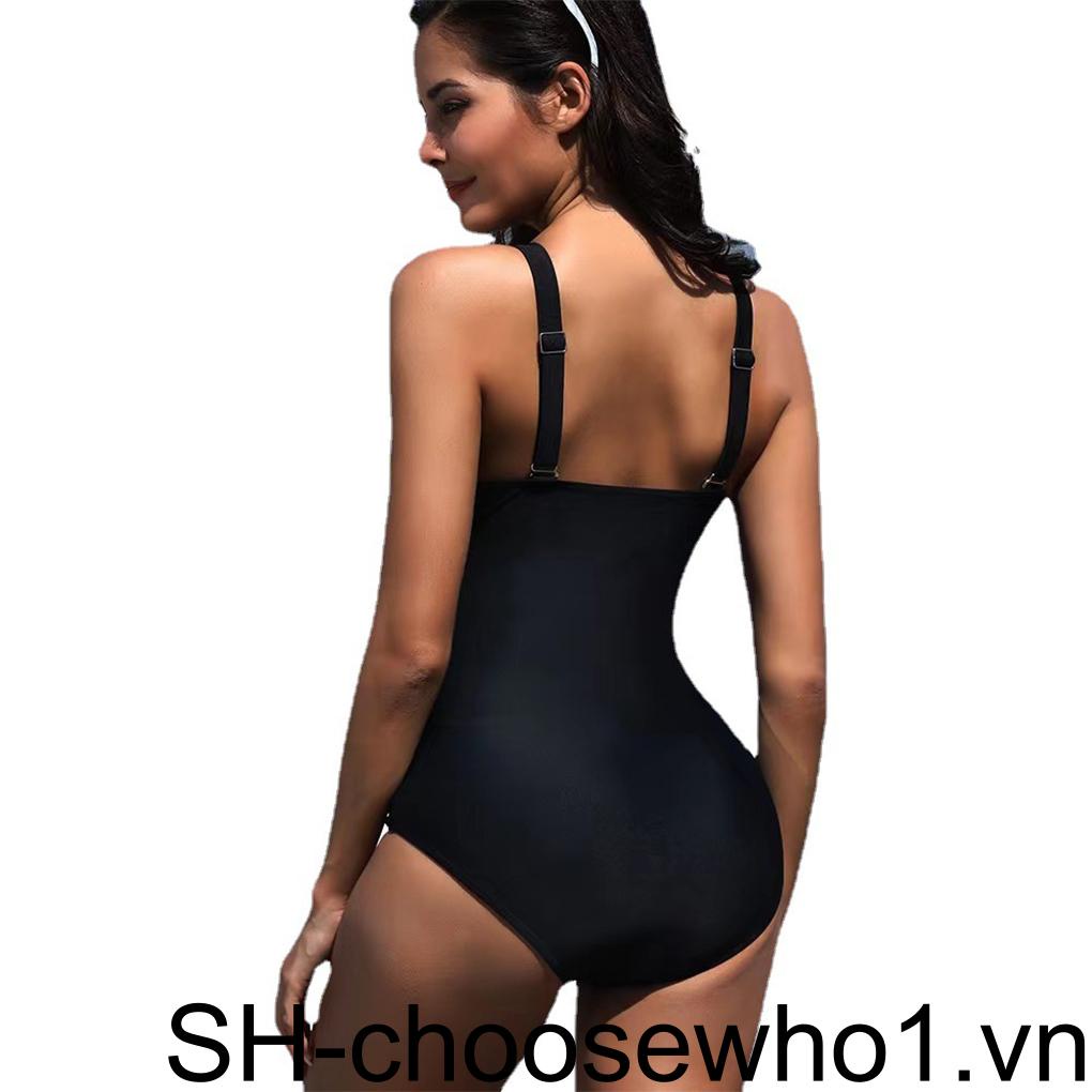 1 Bộ Đồ Bơi Hở Lưng Cổ Chữ V Họa Tiết Kẻ Sọc Có Dây Điều Chỉnh Được Thời Trang Mùa Hè Cho Nữ