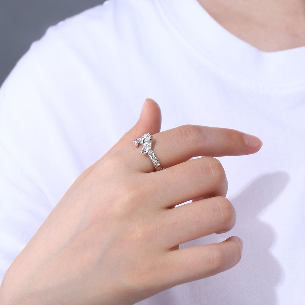 LOMBARD Nhẫn Đồng Không Lông Thiết Kế Hở Hình Mèo Ngọt Ngào Phong Cách Hàn Quốc