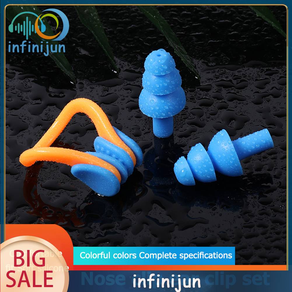 Bộ Nút Bịt Tai + Kẹp Mũi Mềm Chống Nước Khi Bơi Lội / Lướt