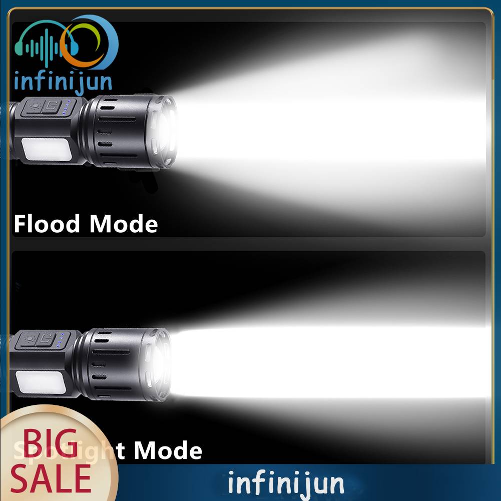 Đèn Pin Cắm Trại 10W LED IPX6 800LM 7 Chế Độ Sáng, Có Cổng Sạc USB Loại C
