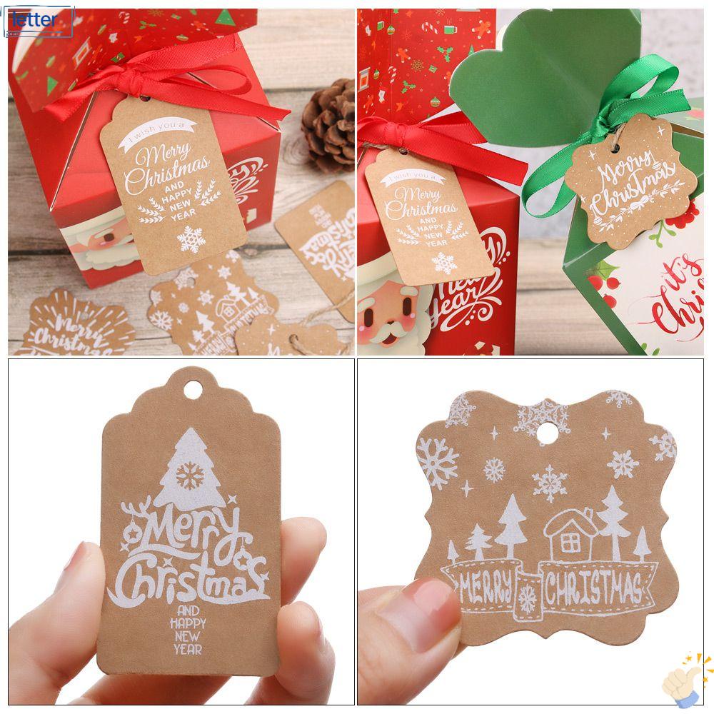 LET Set 25 Thẻ Giấy Nâu + 5m Dây Treo Trang Trí Quà Giáng Sinh