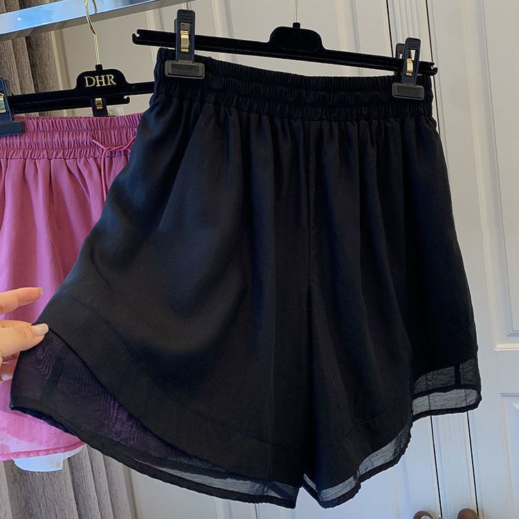 Quần Short Mỏng Ống Rộng Ghép Vải Sợi Tencel Phong Cách Mới Dễ Phối Đồ