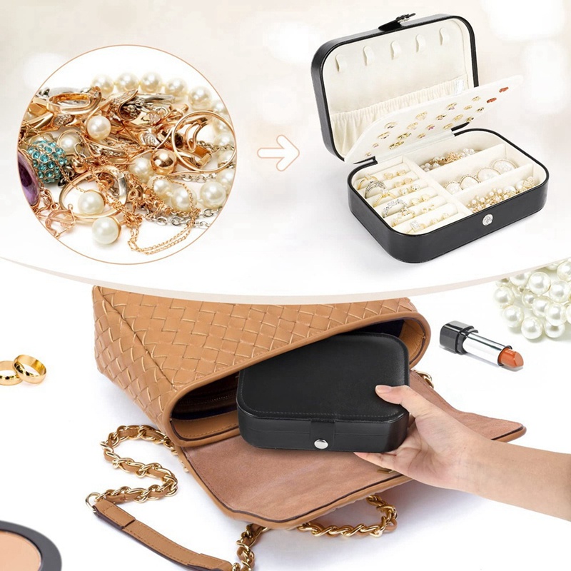 Túi Da PU Hai Lớp Đựng Trang Sức Đi Du Lịch Dành Cho Nữ