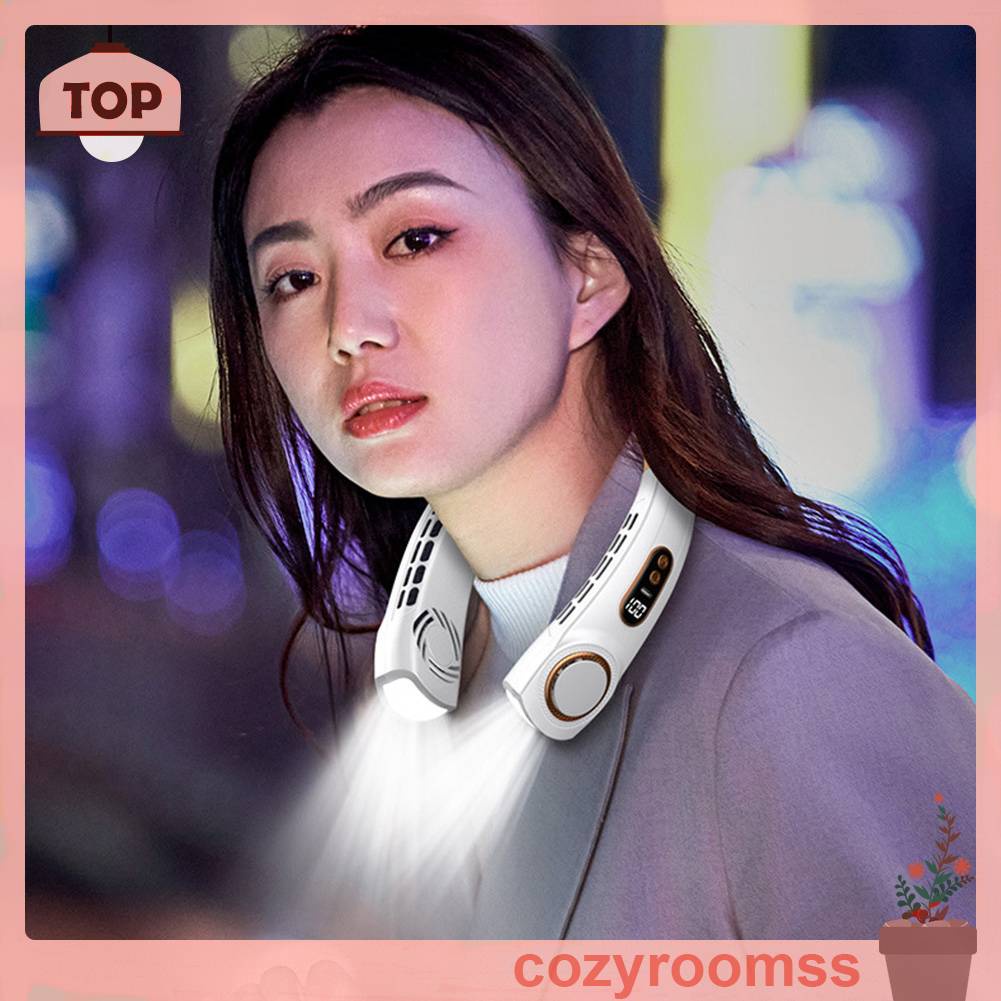 Quạt Điện Làm Mát Đeo Cổ 5 Tốc Độ Rảnh Tay Có Thể Sạc Lại Bằng Cổng USB