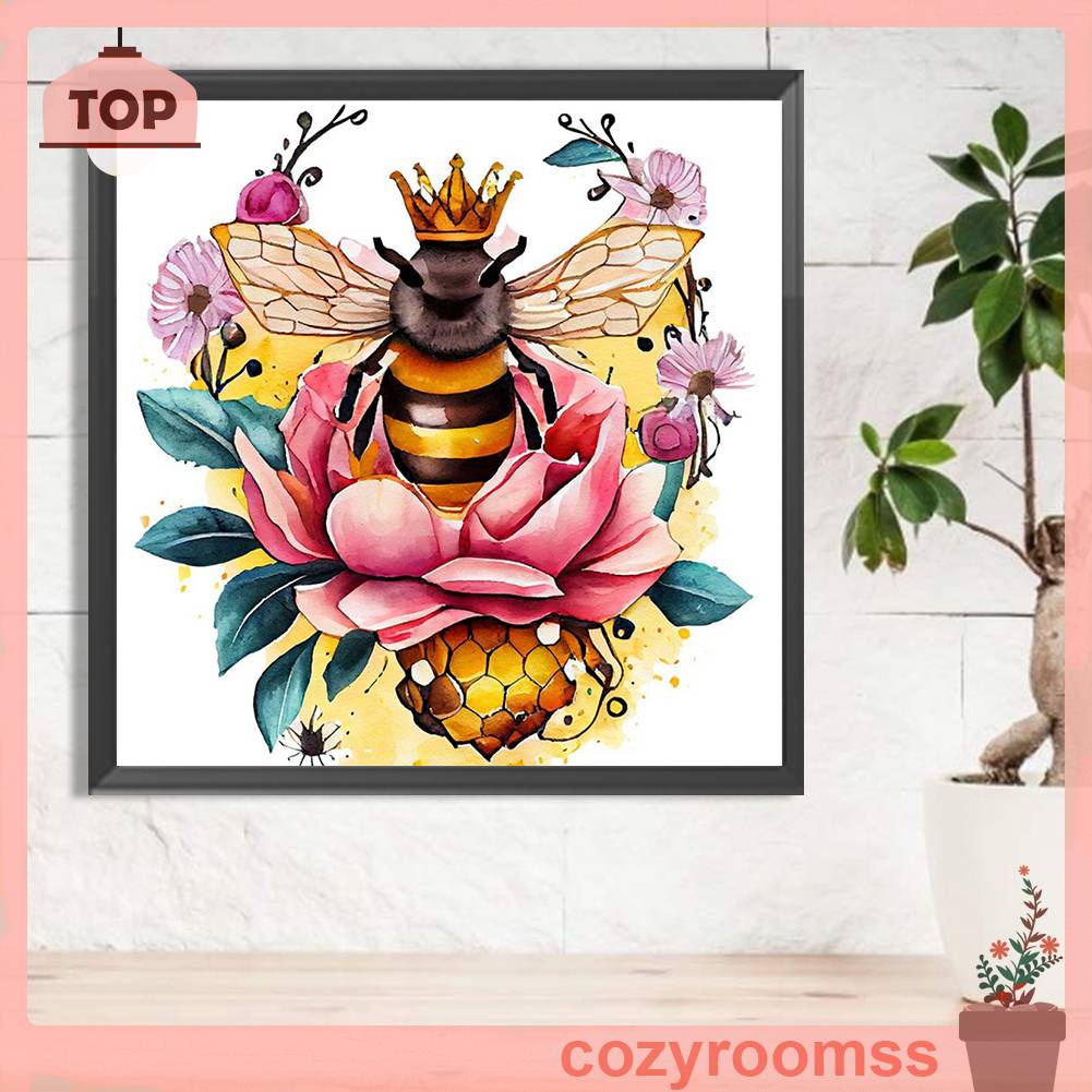 Tranh Đính Đá Kim Cương Toàn Bộ 5D DIY Hình Vẽ Hoa Và Ong