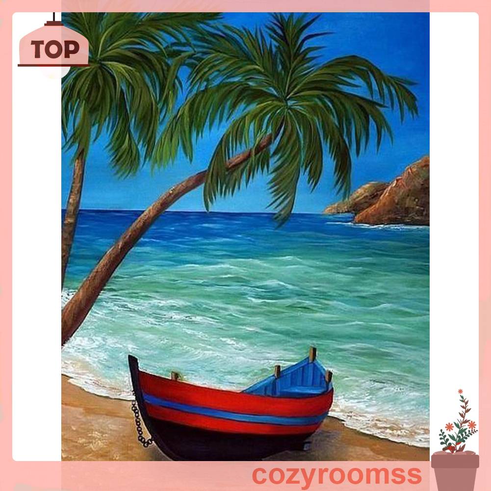 Tranh Đính Đá Kim Cương Toàn Bộ 5D DIY Hình Vẽ Cây Dừa