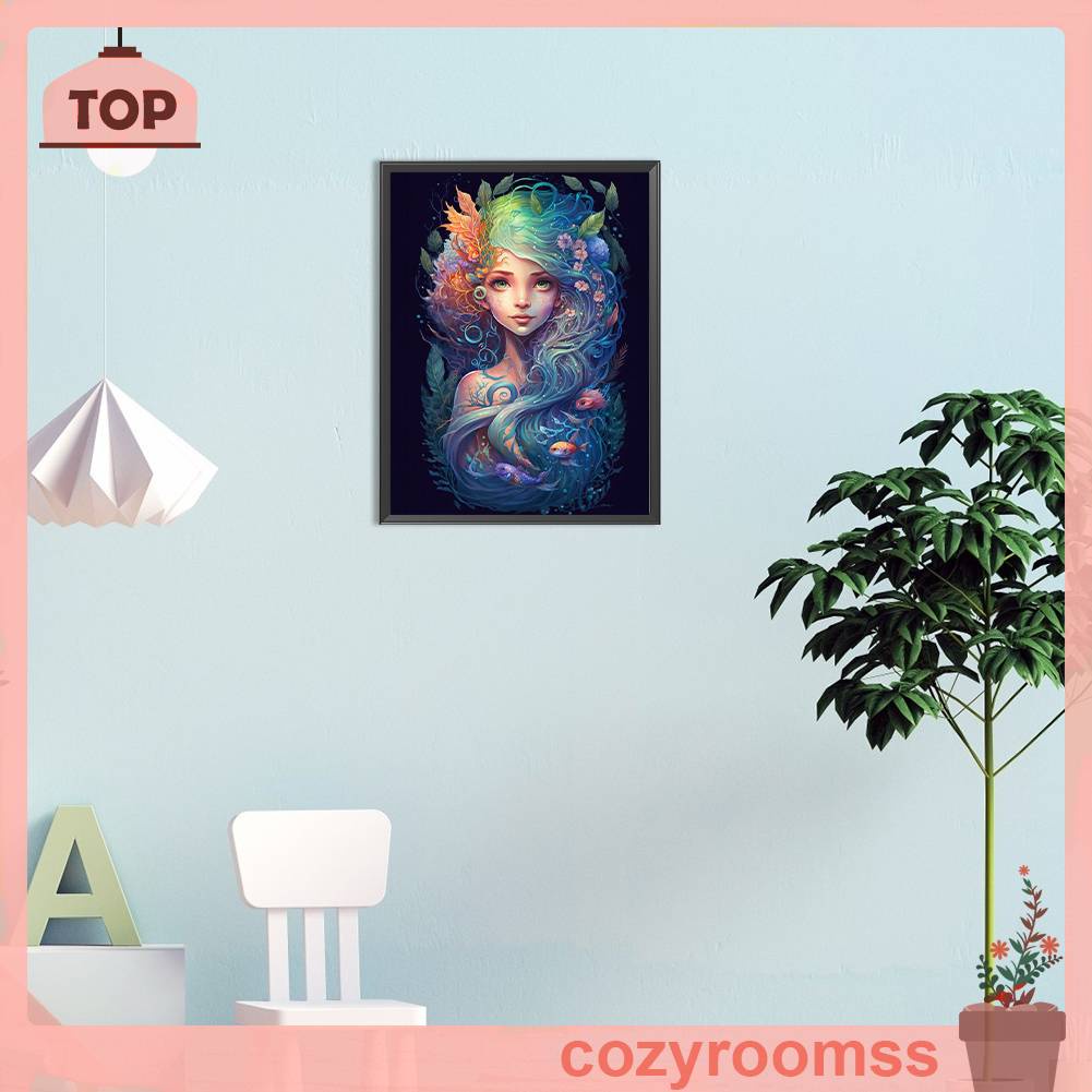 Tranh Đính Đá Kim Cương Toàn Bộ 5D DIY Hình Vẽ Hoa / Nàng Tiên Cá