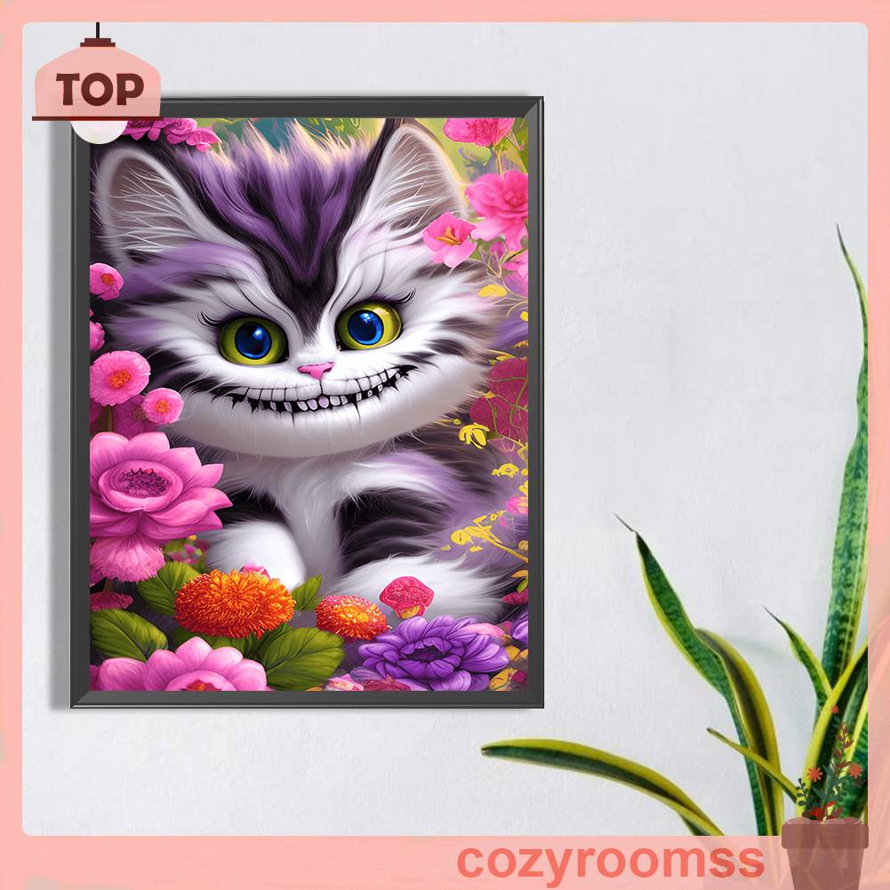 Bộ Tranh Đính Đá 5D Tự Làm Toàn Diện Hình Mèo Trang Trí Nhà Cửa