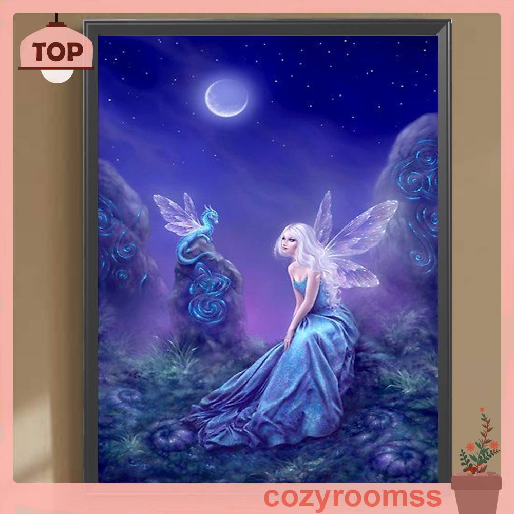 Tranh Đính Đá Kim Cương Toàn Bộ 5D DIY Hình Nàng Tiên Trang Trí Nhà Cửa