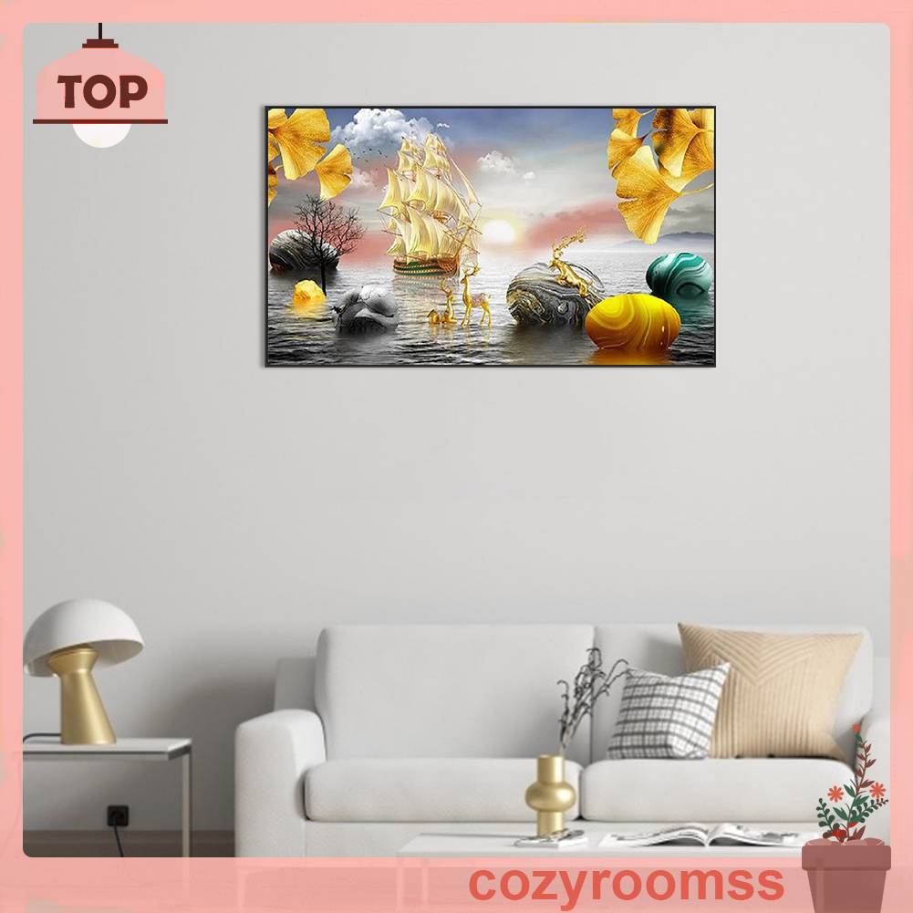 Tranh Đính Đá Kim Cương Toàn Bộ 5D DIY Hình Vẽ Hươu Ginkgo