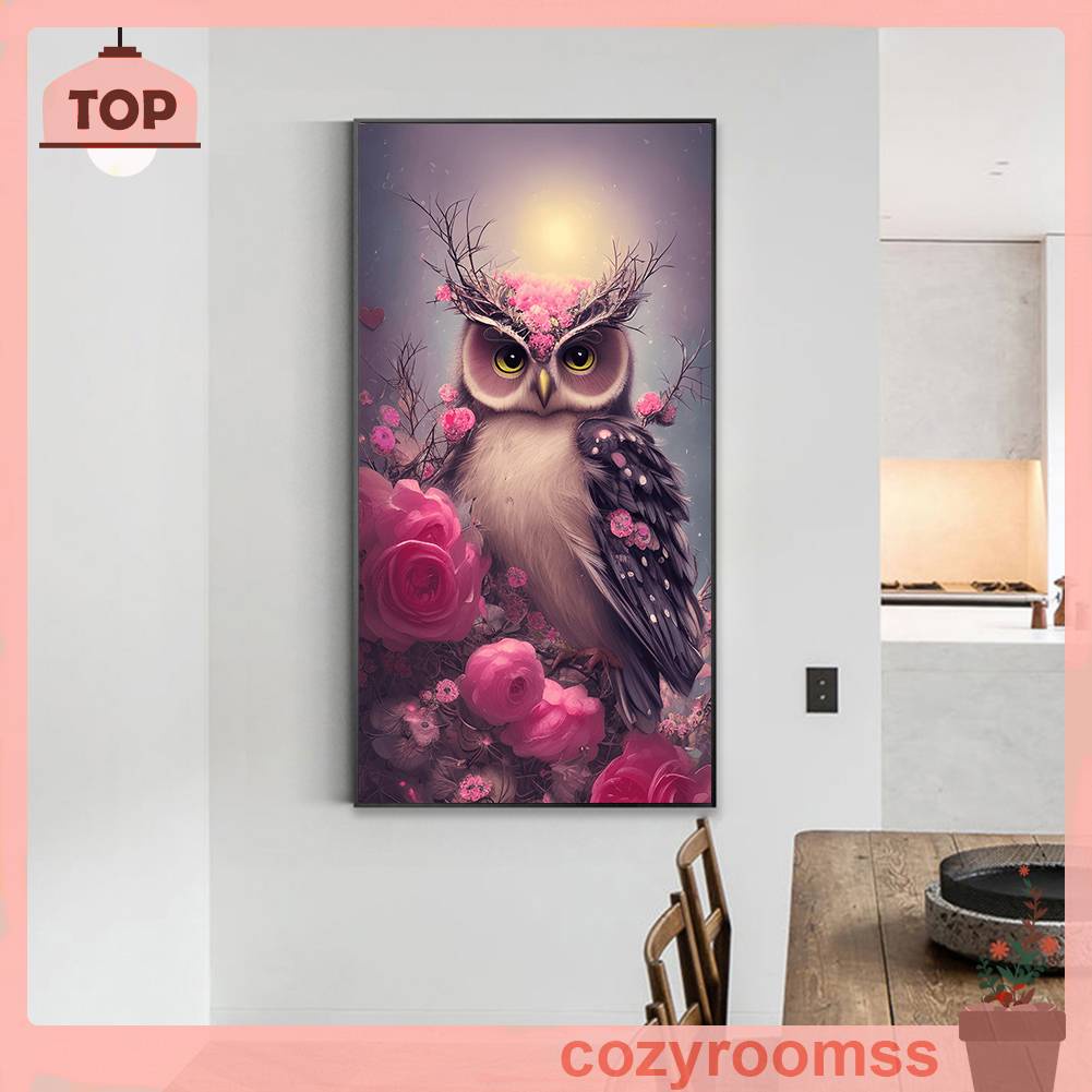 Bộ Tranh Đính Đá 5D Họa Tiết Cú Mèo Độc Đáo DIY Dùng Trang Trí Nhà Cửa