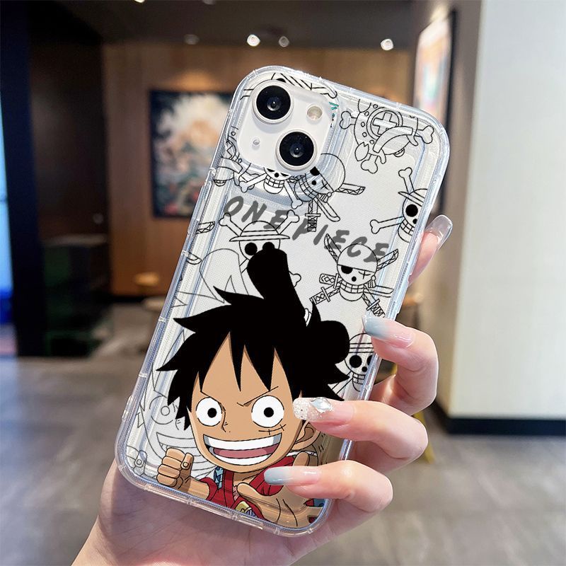 Mềm Ốp Điện Thoại Silicon Dẻo Trong Suốt Họa Tiết Hoạt Hình one piece luffy Cho iphone 15 pro max 14 13 12 11 pro 15 plus