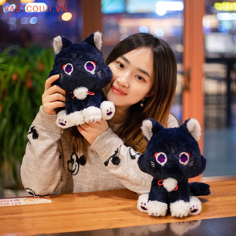 Thú Nhồi Bông Hình Mèo Đen 25cm Mềm Mại Đáng Yêu