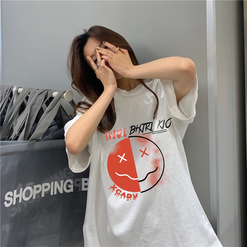 NZN Áo Thun midi Tay Ngắn Dáng Rộng In Họa Tiết Thời Trang Mùa Hè Cho Nữ