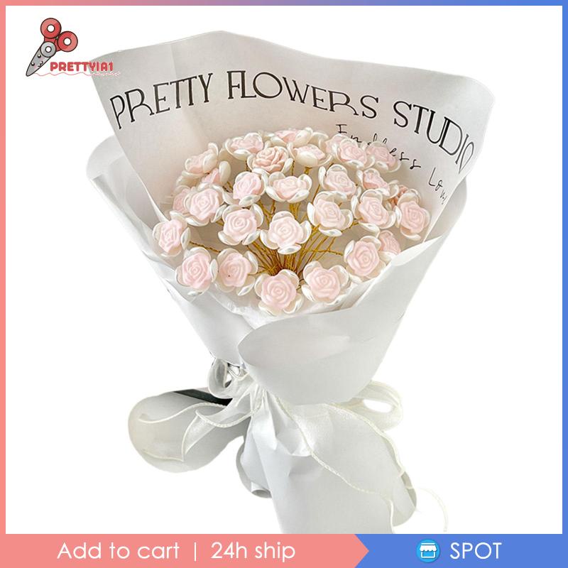 [Prettyia1] 18 Bông Hoa Hồng Giả Bằng Giấy Gói Quà DIY Đáng Yêu