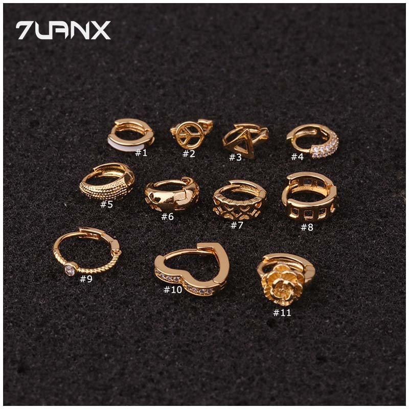 1 Khuyên Tai Tròn Mini Đính Đá Zircon Hình Trái Tim