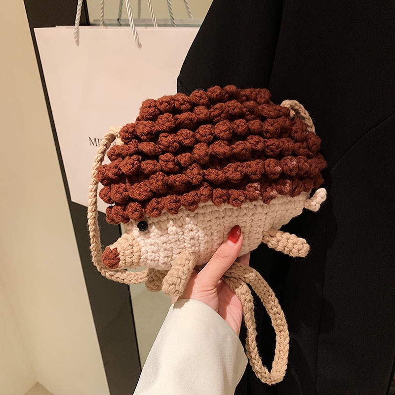 Túi Len Đeo Chéo Hình Nhím Nhỏ Cho Bé Trai Và Bé Gái