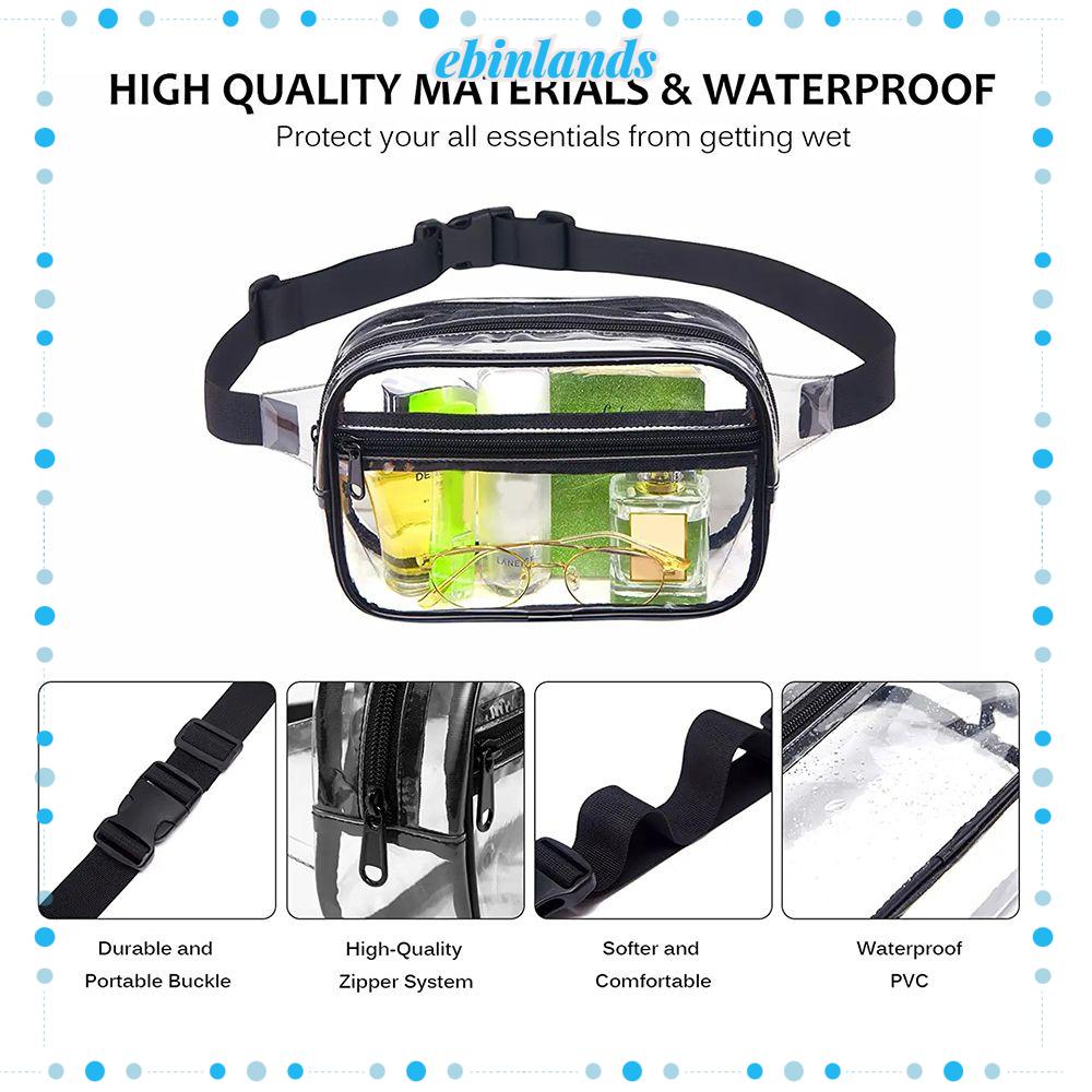 EBINLANDS Túi Đeo Chéo Trong Suốt Có Khóa Kéo