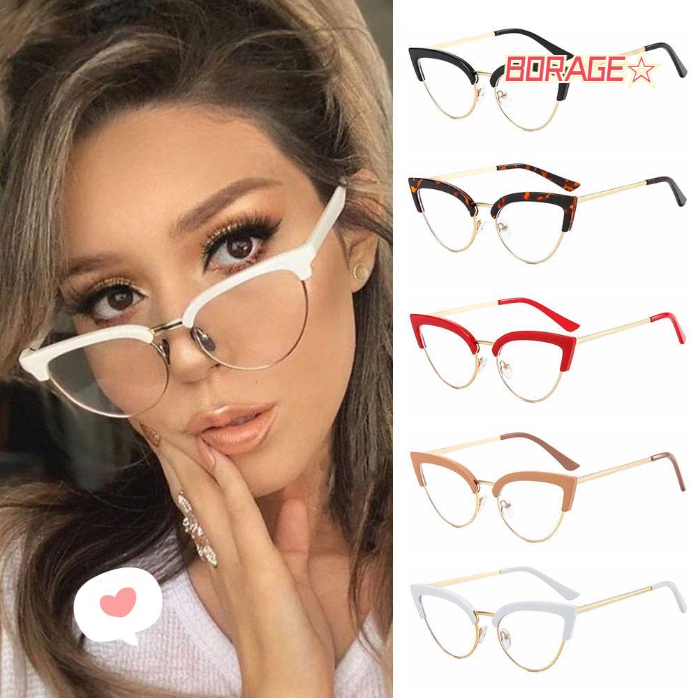 BORAG Mắt Kính Đọc Sách Gọng Kim Loại Màu Xanh Dương Sáng Thời Thượng Cho Nam Và Nữ