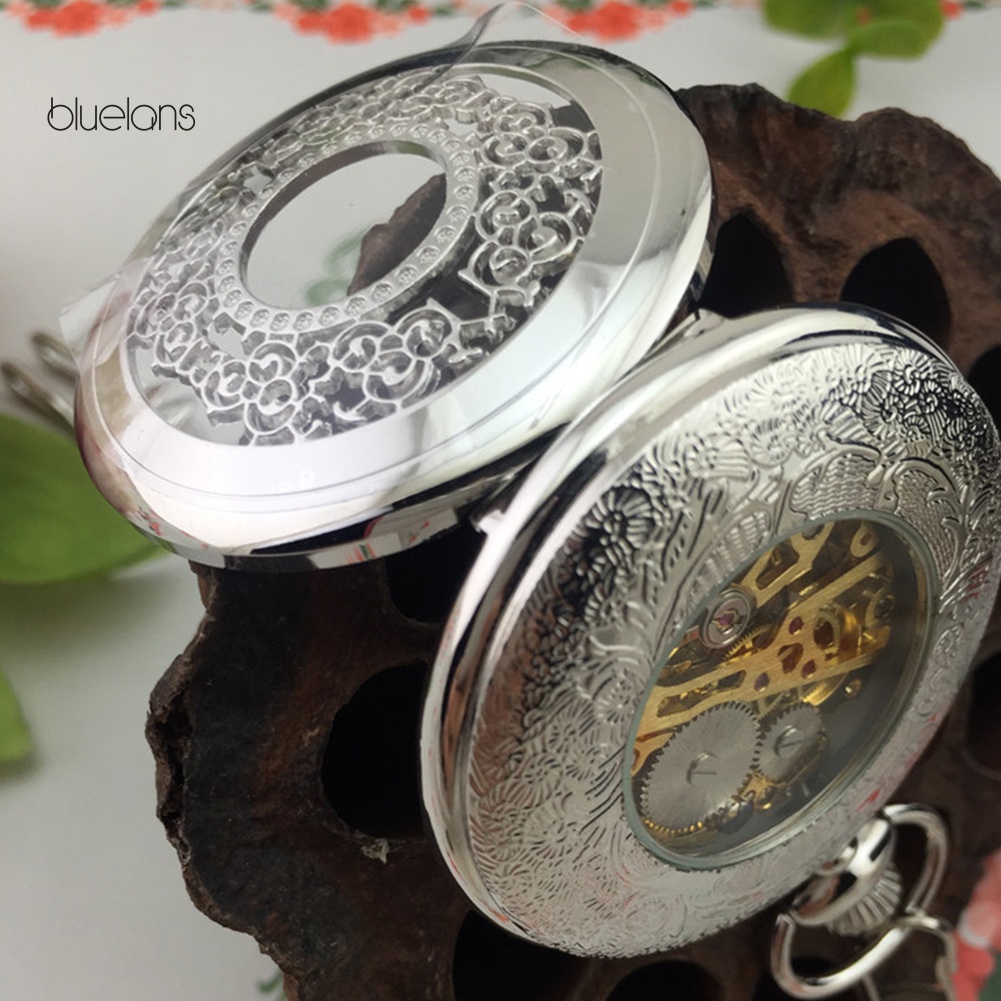 Đồng Hồ Quả Quýt Mặt Tròn Họa Tiết Hoa Phong Cách Retro