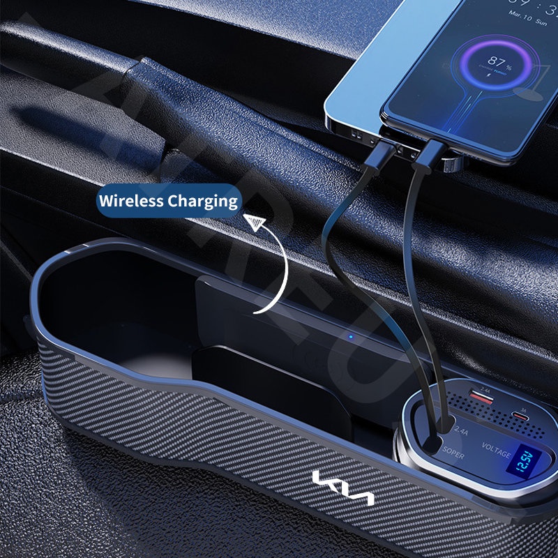 Túi Đựng Đồ Gắn Khe Hở Ghế Ngồi Xe Hơi KIA Kèm Sạc Không Dây Tiện Dụng Cho KIA Sonet Sportage Sorento Rio Picanto Seltos Carens Grand Carnival Sedona