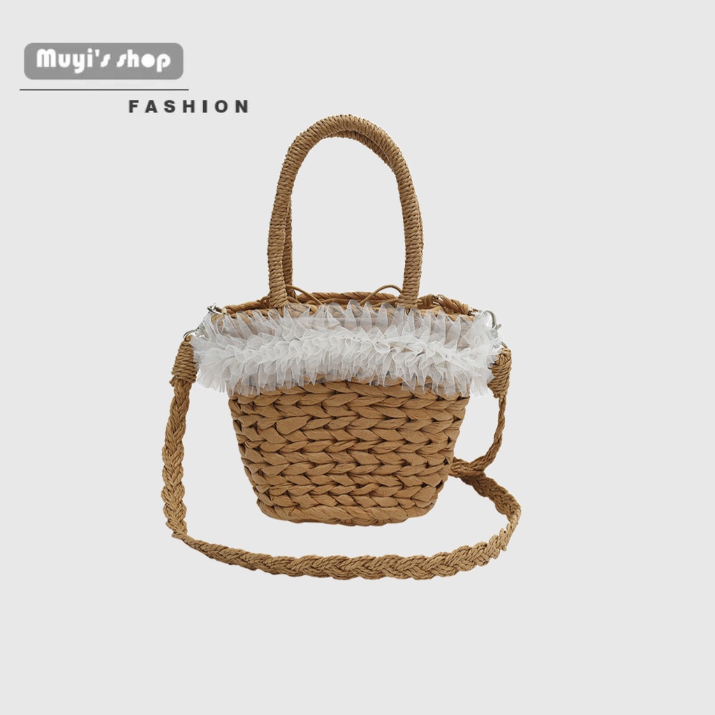 New minimalist straw resort casual niche hand-held cross-body bag