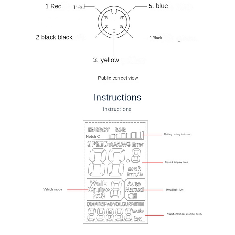 Tấm Màn Hình LCD 5 Lõi Siêu Nhẹ Chống Thấm Nước Gắn Tay Ga Xe Đạp Điện