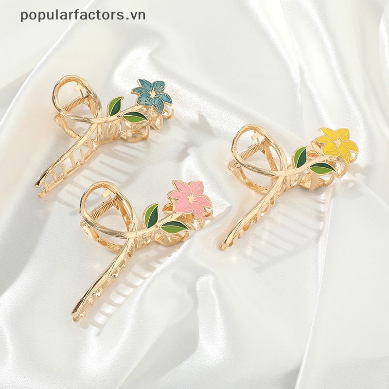 Kẹp Tóc Kim Loại Hình Hoa Lily / Cá Mập / Hình Học Thời Trang Cho Nữ