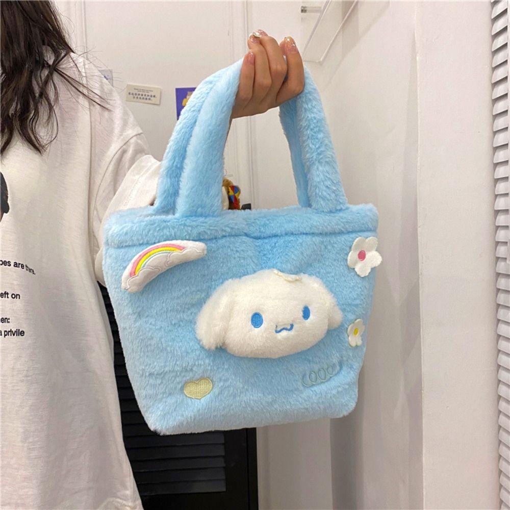 Túi Đeo Chéo Vai Bằng Vải Bông Sức Chứa Lớn Họa Tiết Kuromi Cinnamoroll Hoạt Hình Cho Trẻ Em