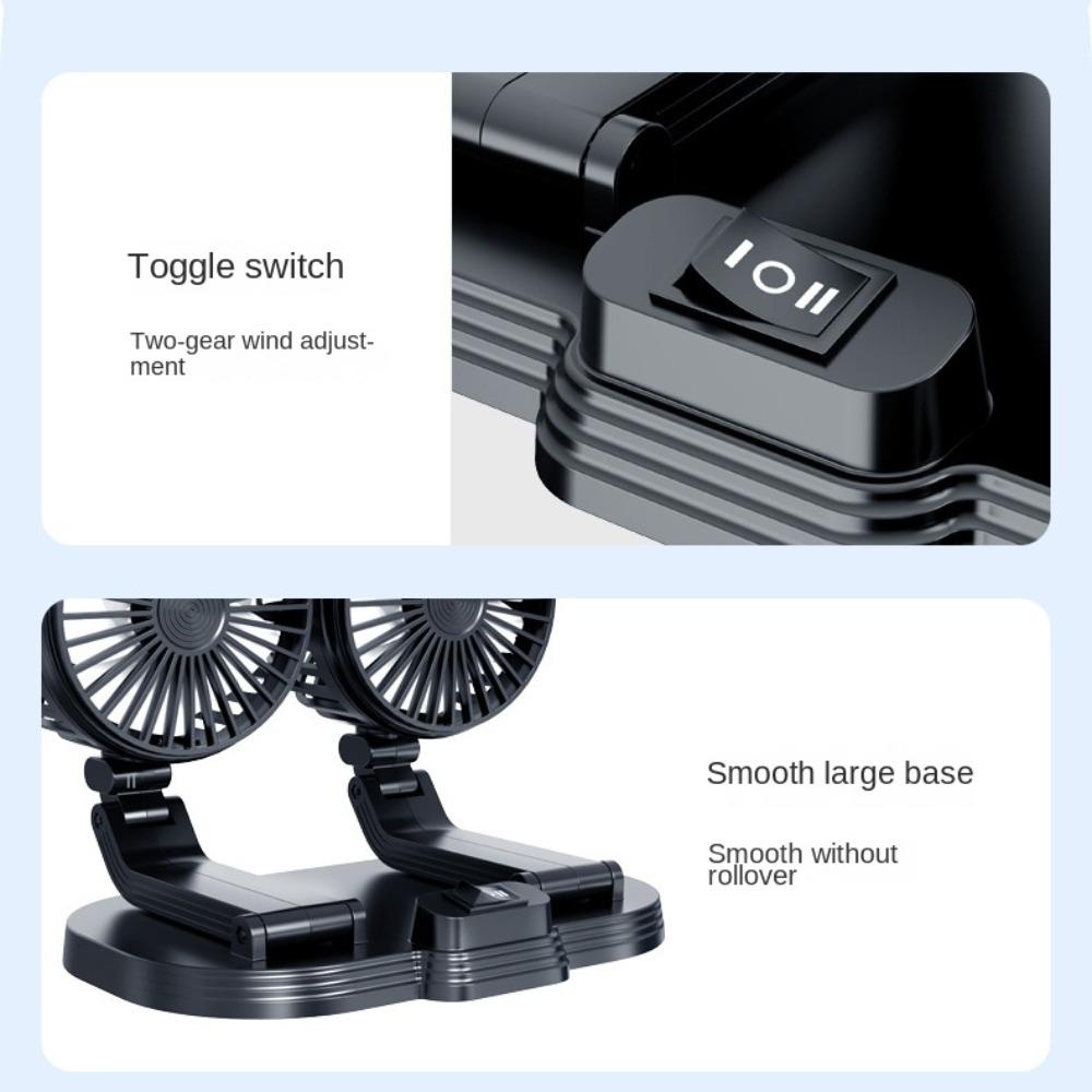 Quạt Hai Đầu 12 / 24V Cổng USB Tiếng Ồn Thấp 360 Độ Dùng Trong Xe Hơi SHOUKEY° Quạt Làm Mát Xoay Tự Động Chuyên Dụng Cho Xe Hơi