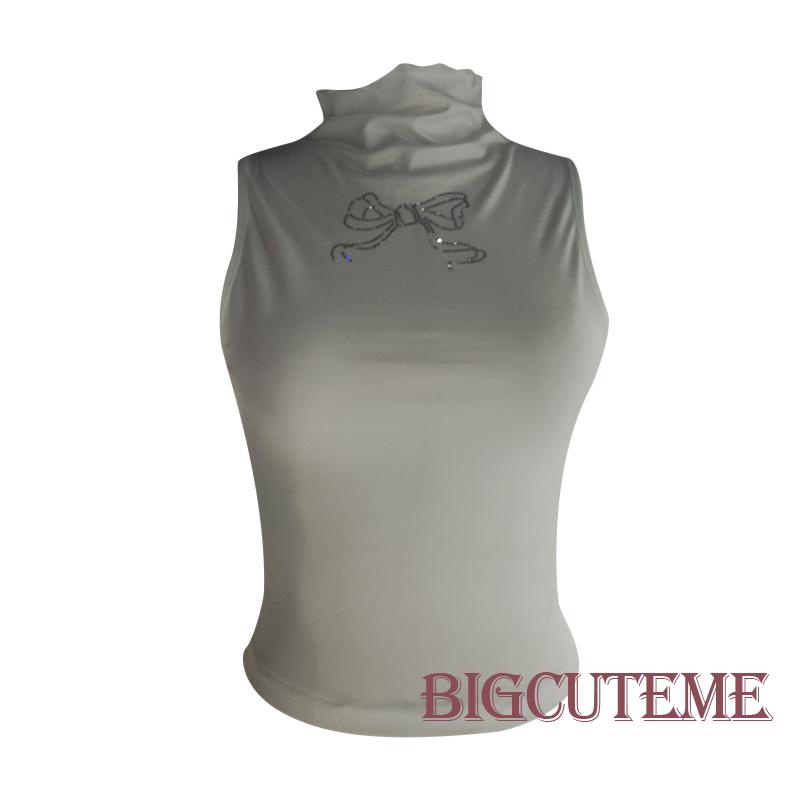 [] - Áo Tank Top Không Tay Cổ Lọ Đính Nơ Sửa Chữa Nóng Bỏng Thời Trang Đường Phố Mùa Hè Cho Nữ