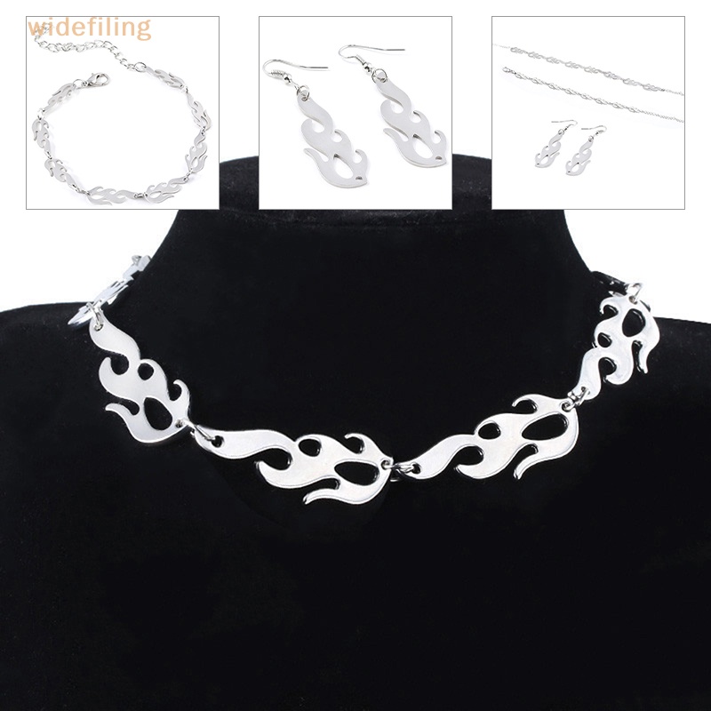 Vòng Cổ Choker Kim Loại Bản Rộng Hình Ngọn Lửa Phong Cách Punk Hip Hop Cho Nữ