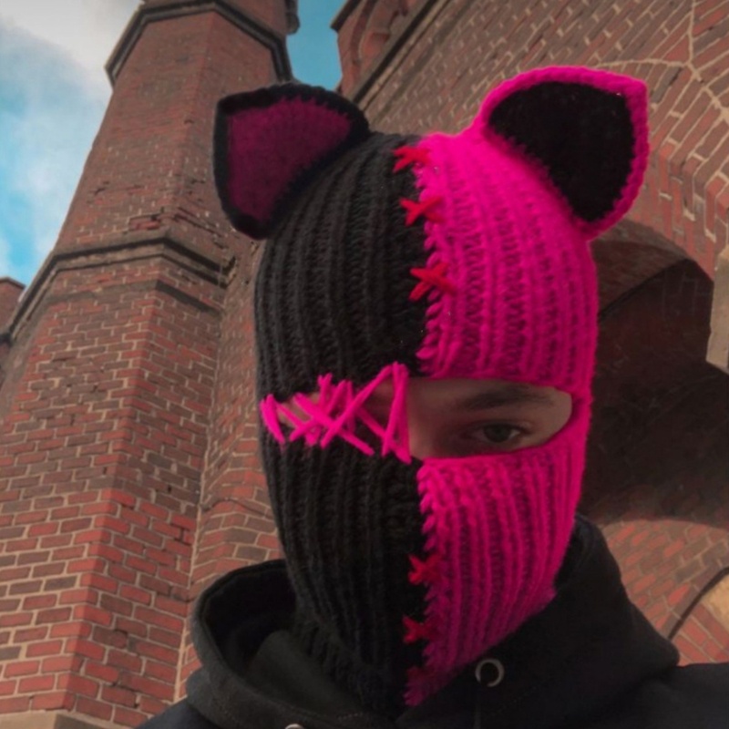 Nón Tai Bèo Đan Len Mềm Mại Hình Sừng Quỷ Dễ Thương Cho Bé Gái Y2K