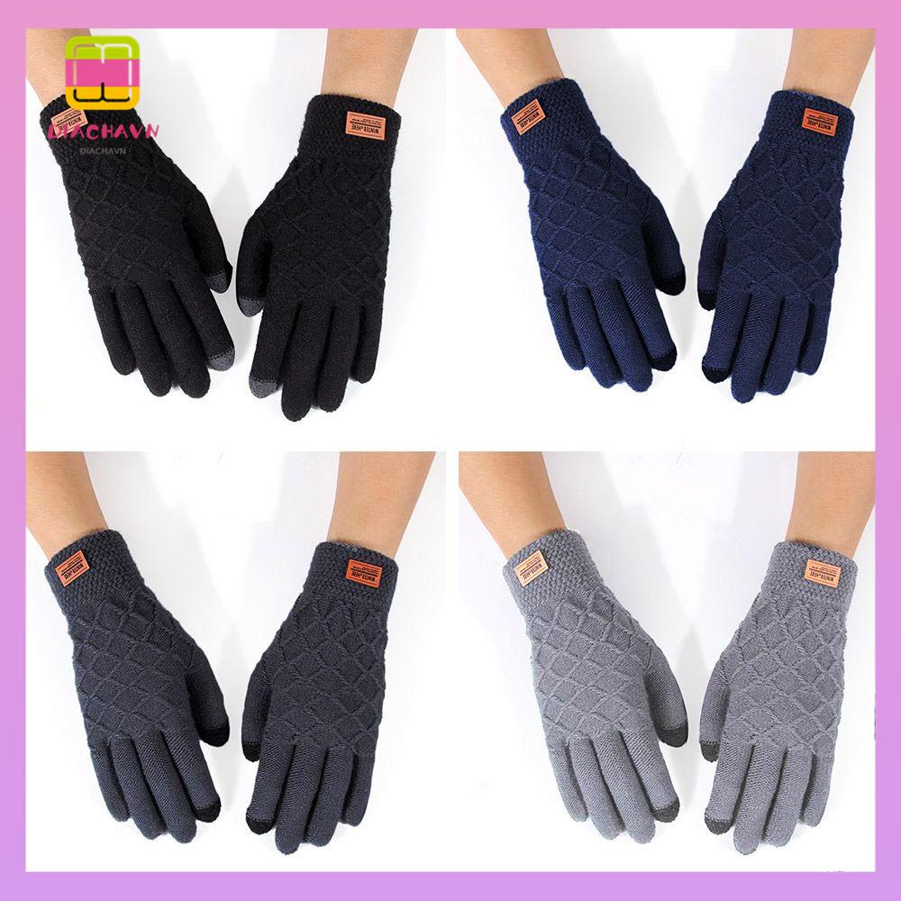 DIACHAVN Găng Tay Len Hở Ngón Giữ Ấm